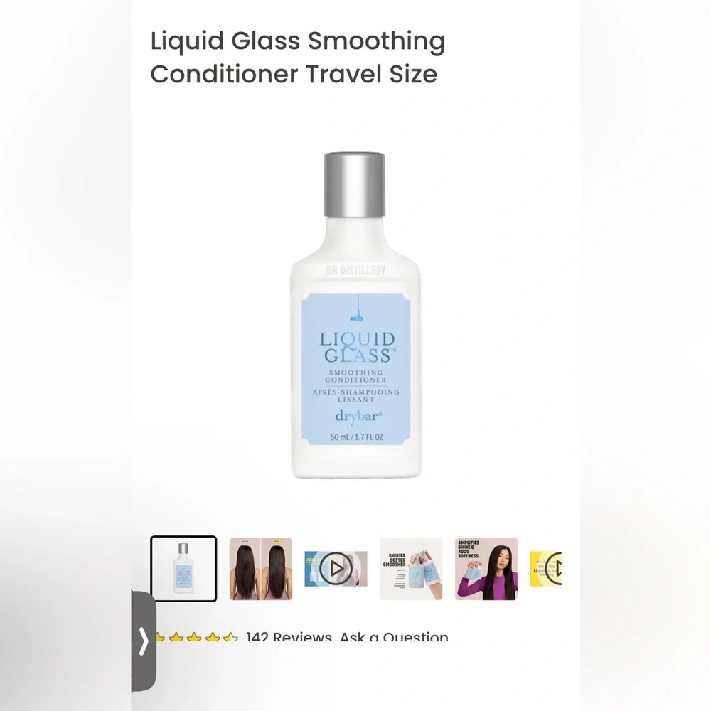 Drybar Travel Size Liquid Glass Smoothing Shampoo and Conditioner (NEW NO BOX)